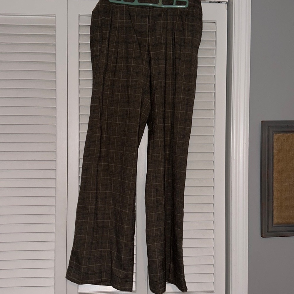 new york & company stretch brown plaid trousers